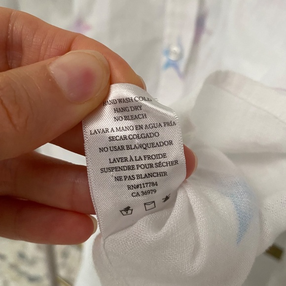 Rails Womens Charli Tie Dye Stars White Linen Blend Shirt Blouse Top Size XS - Picture 7 of 9